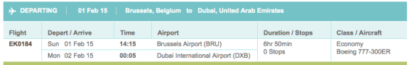 Emirates flight from Brussels - 777-300ER