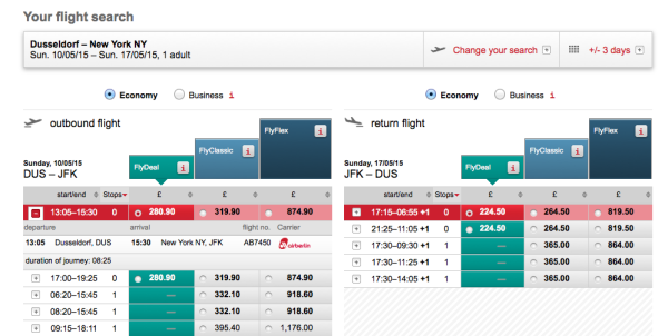 Air Berlin booking for new DUS-JFK Flights