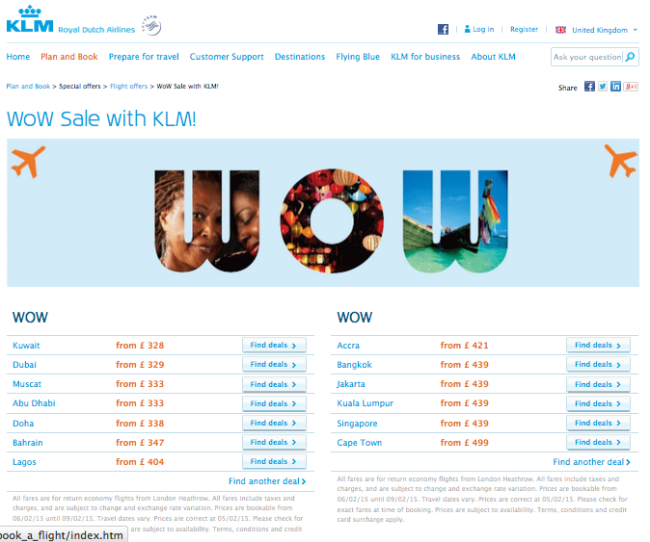 KLM Flash Sale