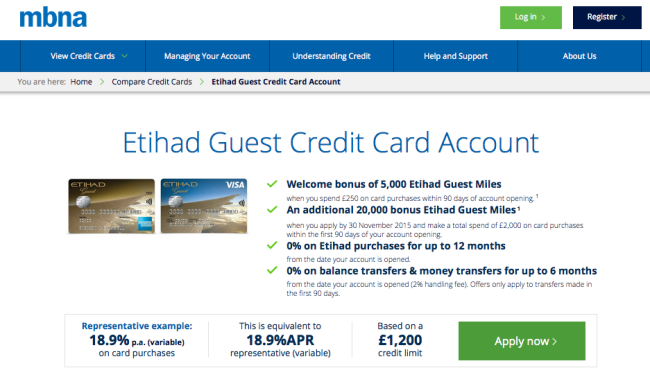 Etihad Guest Credit Card