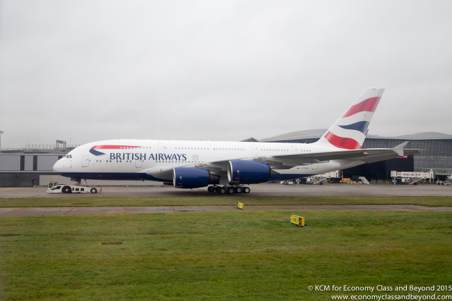 British Airways Airbus A380 being towed at Heathrow... and you could fly one of these in comfort in the BA sale. Image, Economy Class and Beyond. 