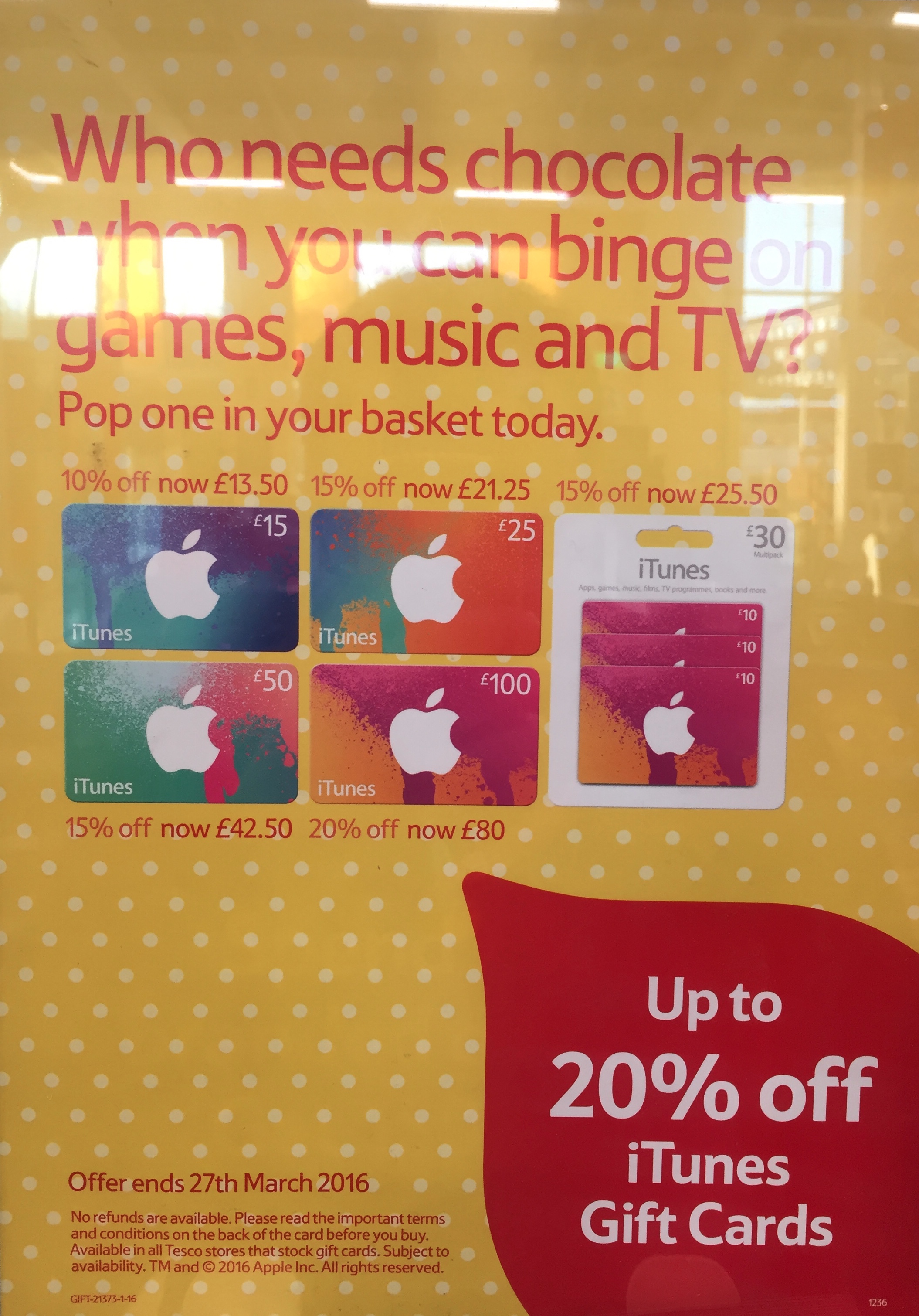 20% Discount on iTunes Gift Cards