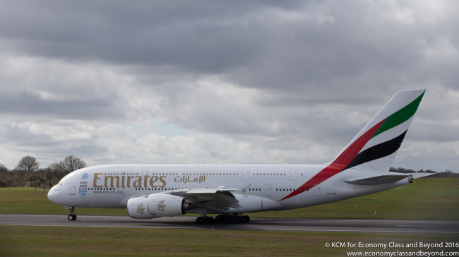 Emirates A380 at Birmingham Airport