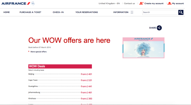 Air France WOW Offers
