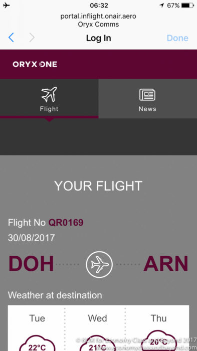QR169 Doha to Stockholm