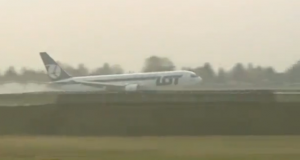 a plane on the runway