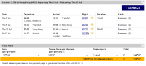 a screenshot of a flight schedule