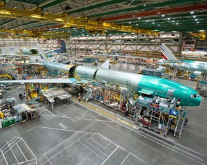 an airplane factory with many airplanes