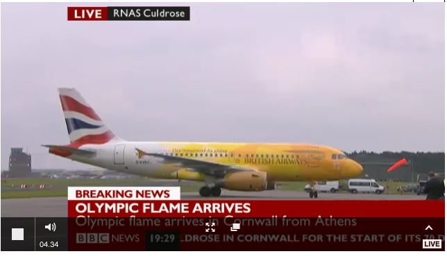 a yellow and red airplane