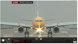 a plane on the runway