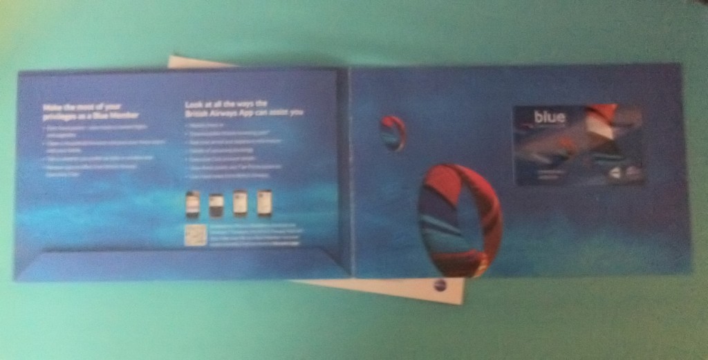 a blue and white brochure