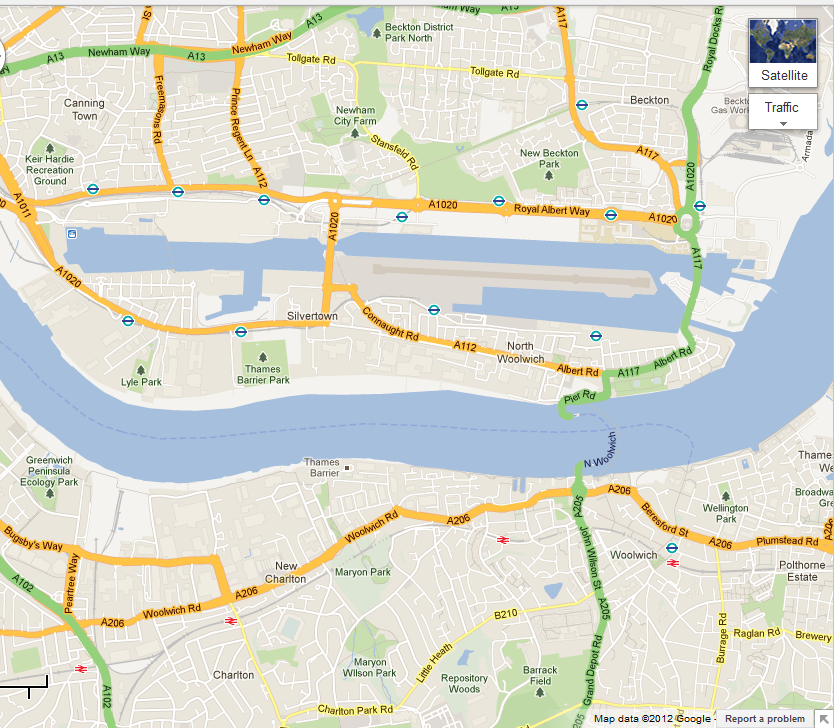 London City Airport Map - Data Google 2012.