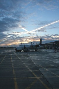a plane on the runway
