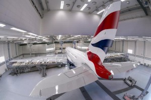 an airplane in a hangar