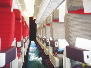 a row of seats in a plane