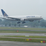 United Airlines Boeing 777-200ER landing at Heahtrow - Image, Economy Class and Beyond.