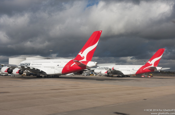 Qantas A380s at London Heathrow - Image (c) GhettoIFE