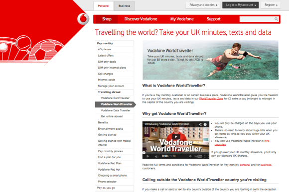 Vodafone Roaming with World Traveller
