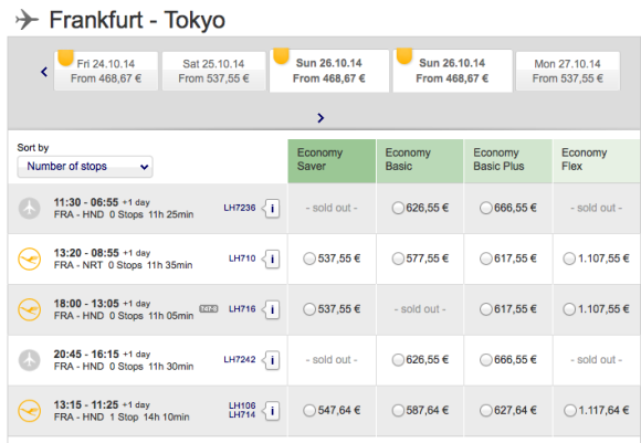 Lufthansa Tokyo Flights from 26th October 