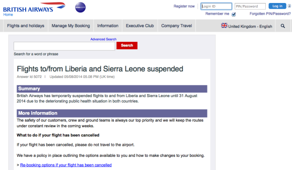 BA Suspension notice to Liberia and Sierra Leone