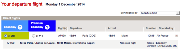 Air France Paris CDG - Miami - AF090 Data screenshot