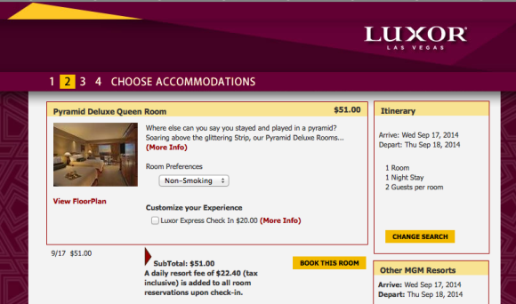 Luxor Las Vegas Pricing