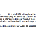 ESTA Renewal notice