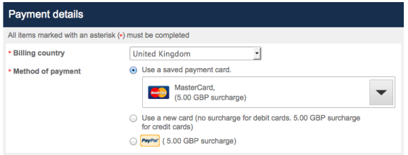 British Airways credit card booking fee