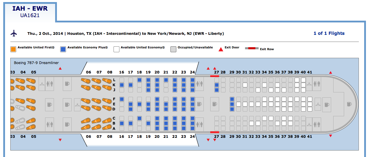 United Airlines Boeing 787 9 Seat Map Economy Class Beyond