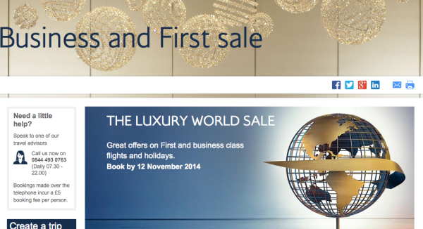 British Airways Premium Sale A/W 2014