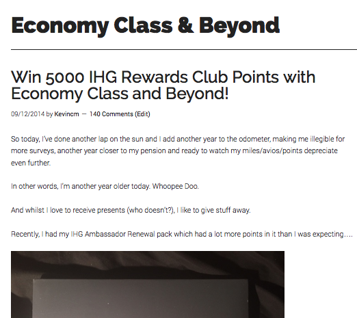 IHG Points Giveway