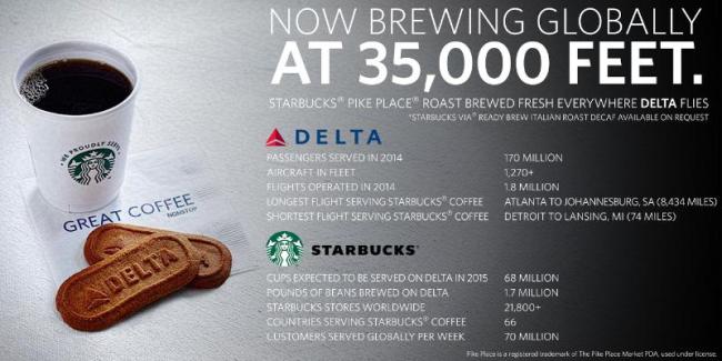 Delta Serves Starbucks(R) Coffee In-Flight Worldwide (PRNewsFoto/Delta Air Lines)