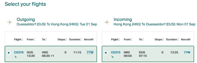 Cathay Pacific Lead in timings