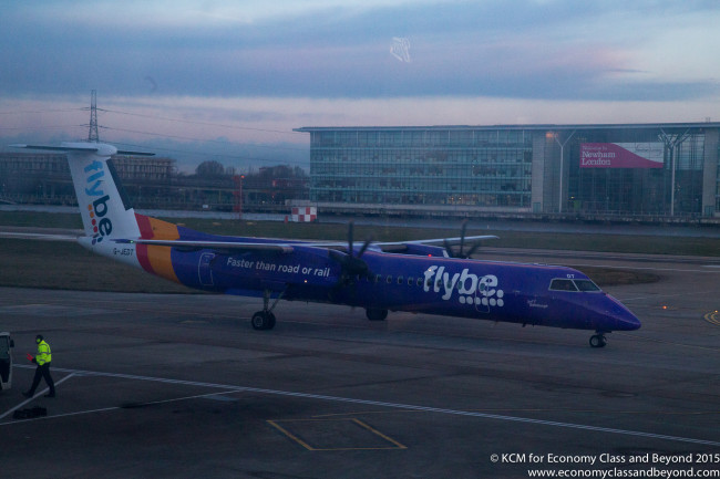 FlyBe Bombardier Dash8 Q400 at London City Airport, Image - Economy Class and Beyond