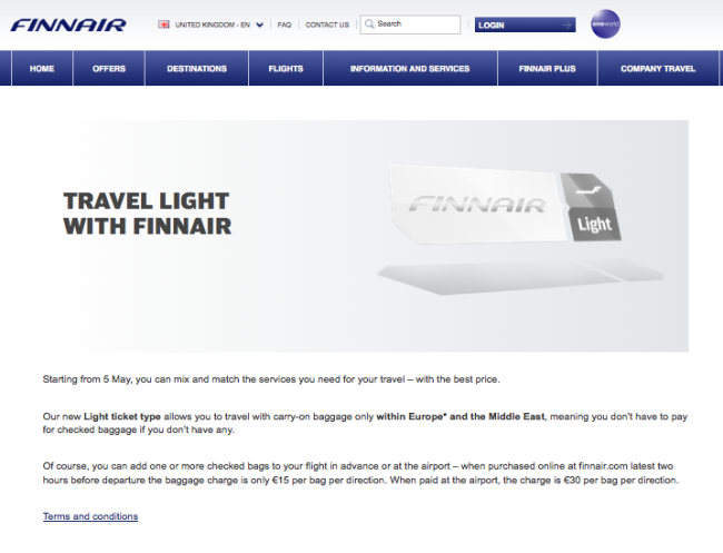 Finnair Light Fares