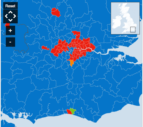 London/South East Political Map - Image, BBC News