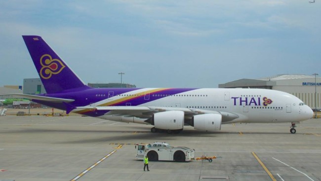 Thai Airways Airbus A380 at Heathrow on its inaugural flight  https://www.facebook.com/media/set/?set=a.989574314407923.1073741831.207758359256193&type=3