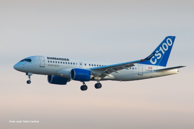 Bombardier CSeries landing in the sunset - Image, Bombardier