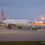 Virgin Atlantic Boeing 787-9 on tow at London Heathrow Airport