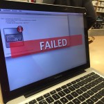 a laptop with a computer error