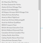 Travel Agents Frequent Flyer programme list
