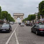 Paris Taxis along the Champs Elysees towards Arc de Triomphe