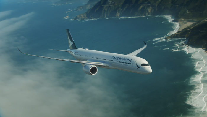 Cathay Pacific's first Airbus A350 arriving into Hong Kong - Image, Cathay Pacific - operating to Gatwick
