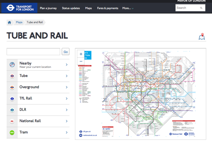 TfL Underground and Rail Map - Image, Transport for London