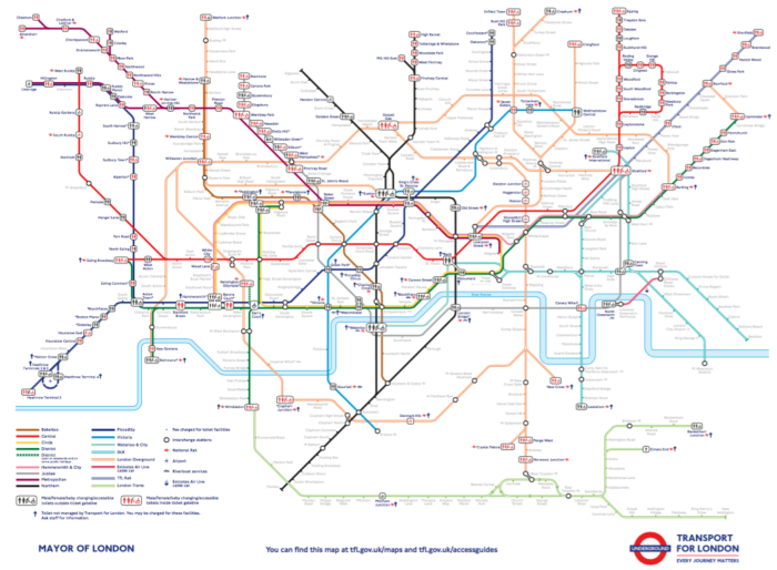 TfL Underground Toilet Map - Map, Transport for London 