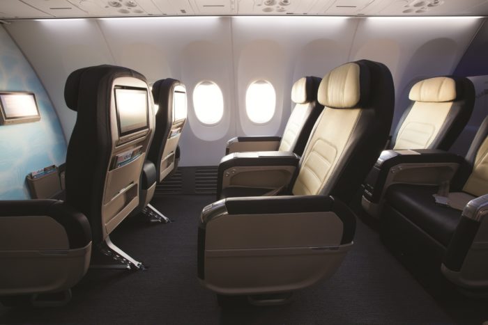 Side view of empty Business Class seats