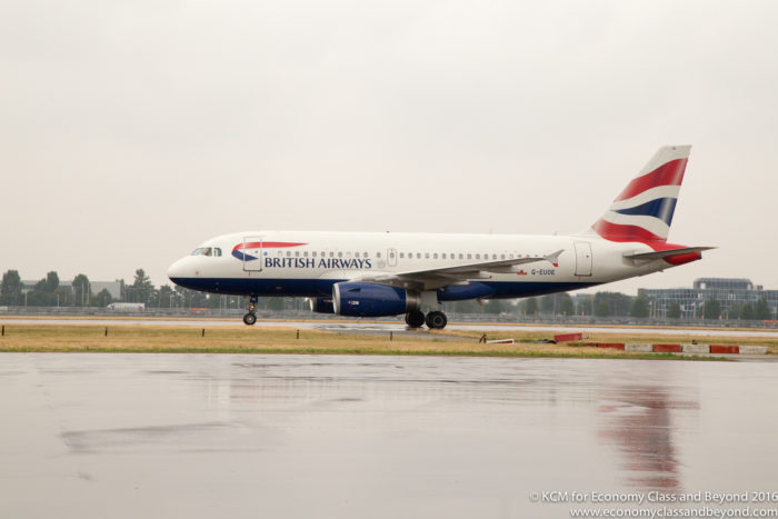 British Airways Airbus taxing at Heathrow 