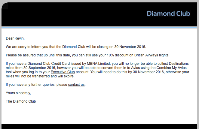 Diamond Club Closure