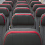 rows of black and red seats