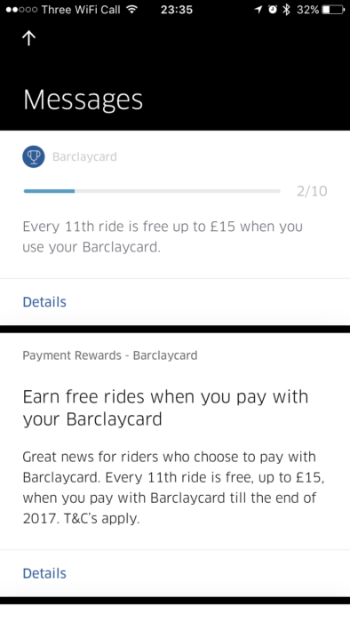 Uber and Barclaycard